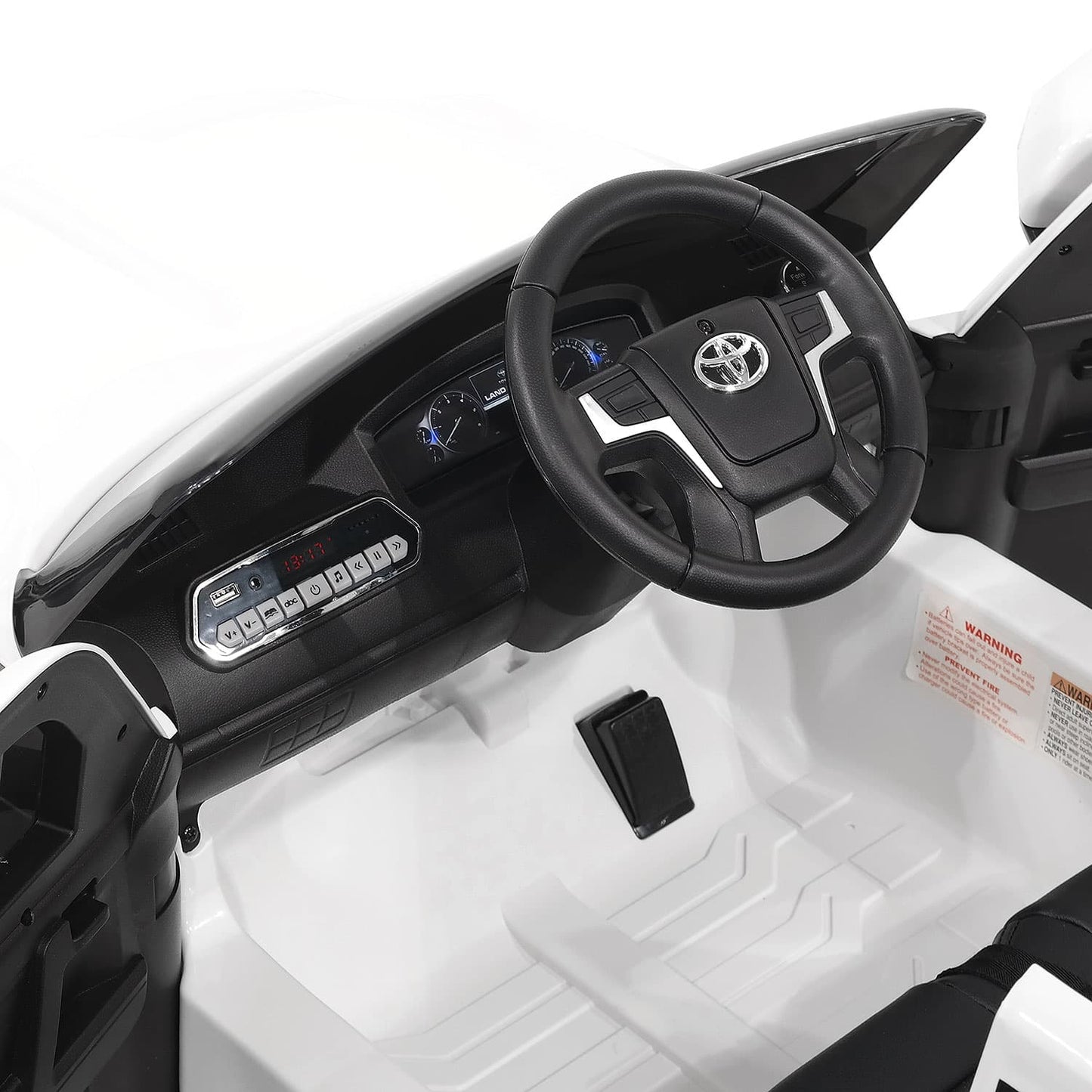 Toyota Land Cruiser 12V Kids Ride-On Car with R/C Parental Remote | White