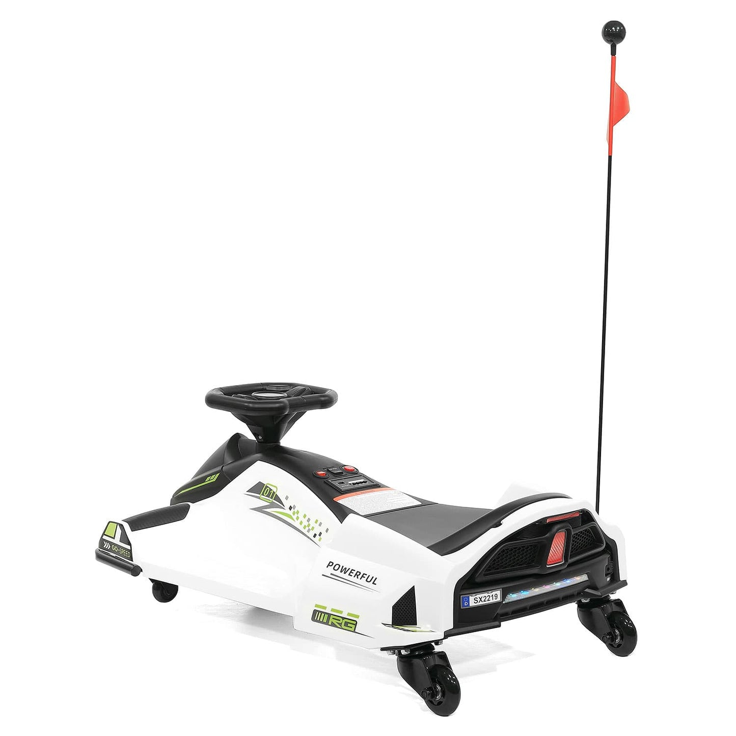 360° Drift Glider 24V Kids Ride-On Go-Kart | White
