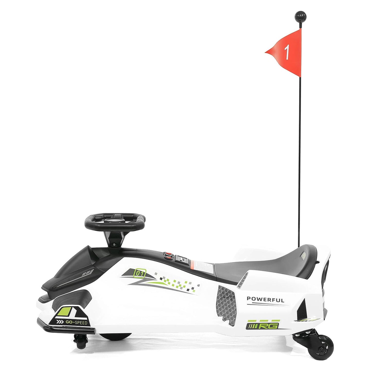 360° Drift Glider 24V Kids Ride-On Go-Kart | White