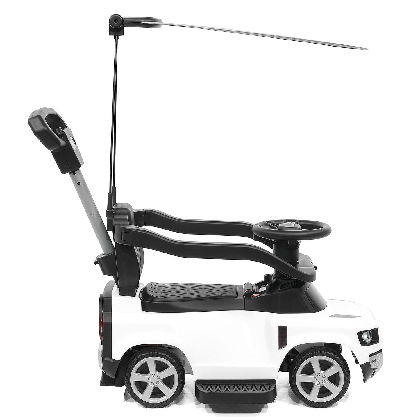 Land Rover Defender Kids Ride on Push Car with Sunshade Canopy | White