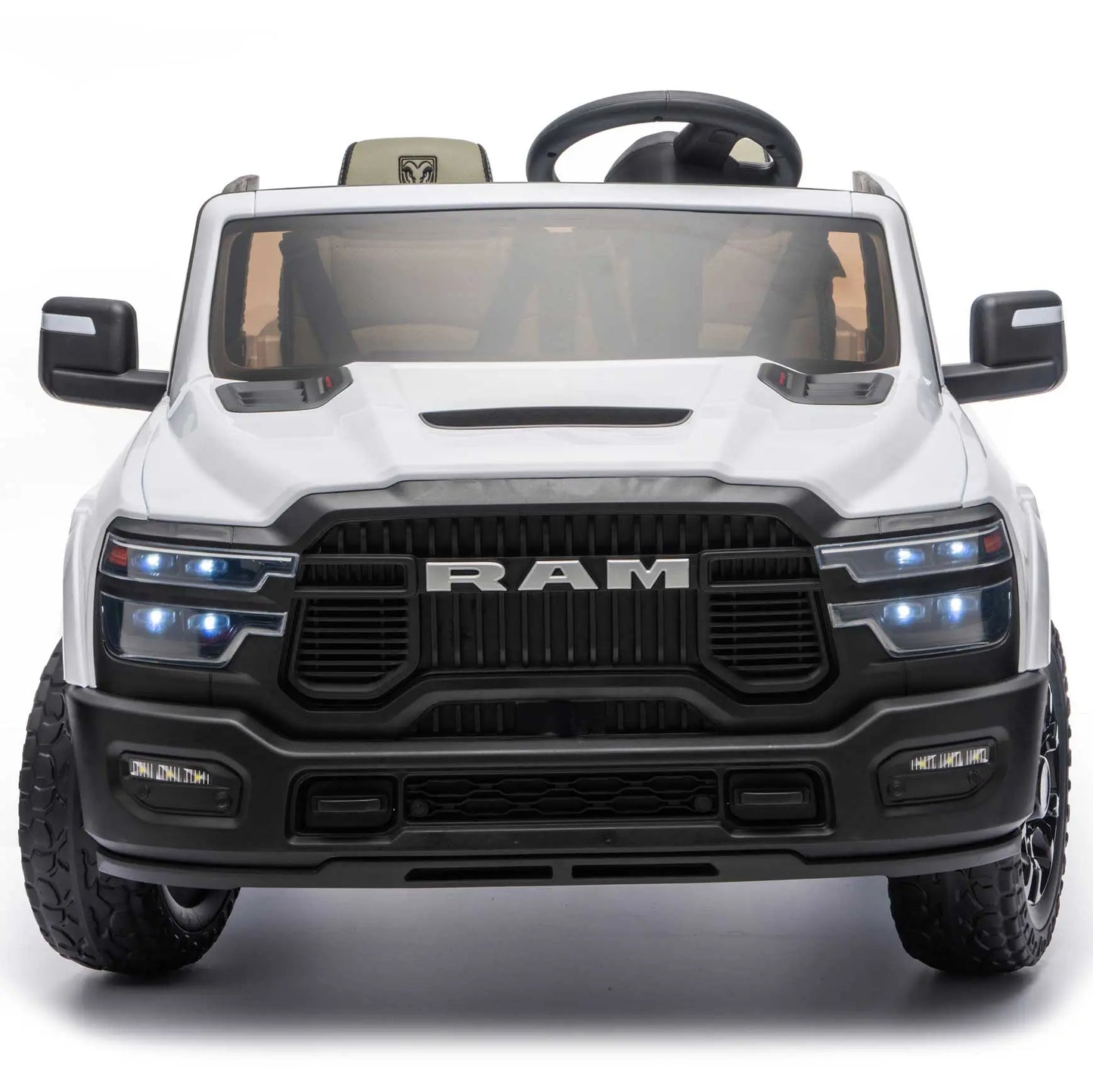 Dodge Ram 2500 Rebel 24V Kids Ride-On Car Truck with R/C Parental Remote | White
