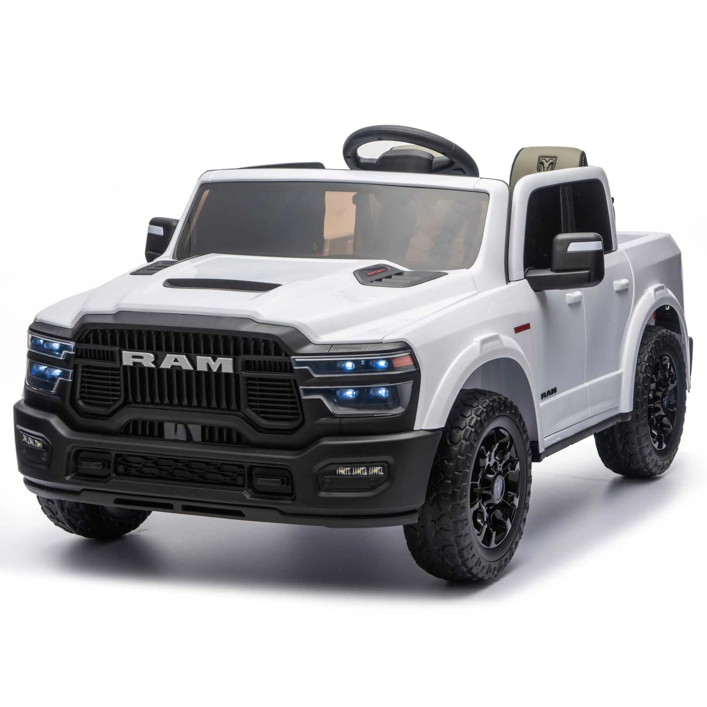 Dodge Ram 2500 Rebel 24V Kids Ride-On Car Truck with R/C Parental Remote | White