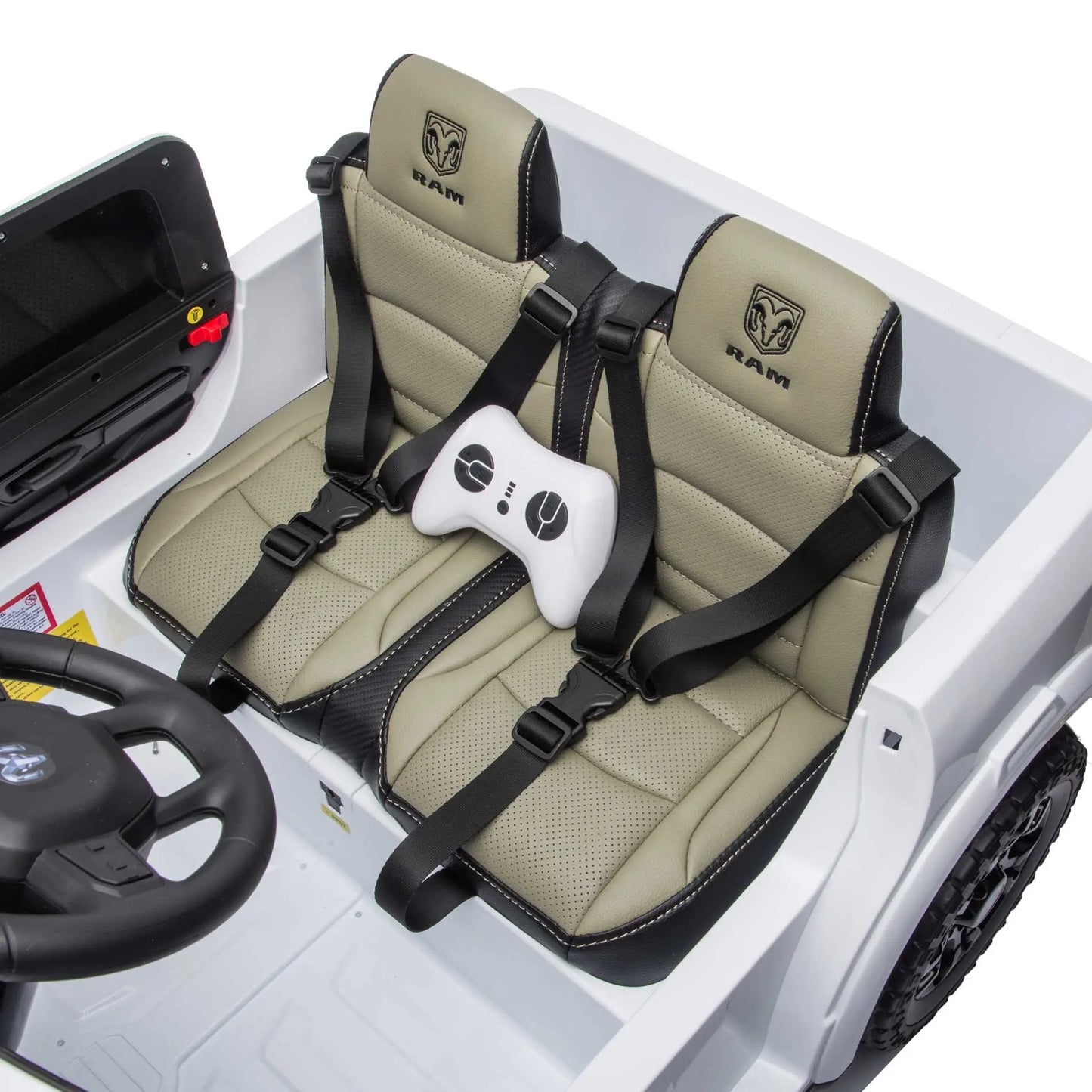 Dodge Ram 2500 Rebel 24V Kids Ride-On Car Truck with R/C Parental Remote | White