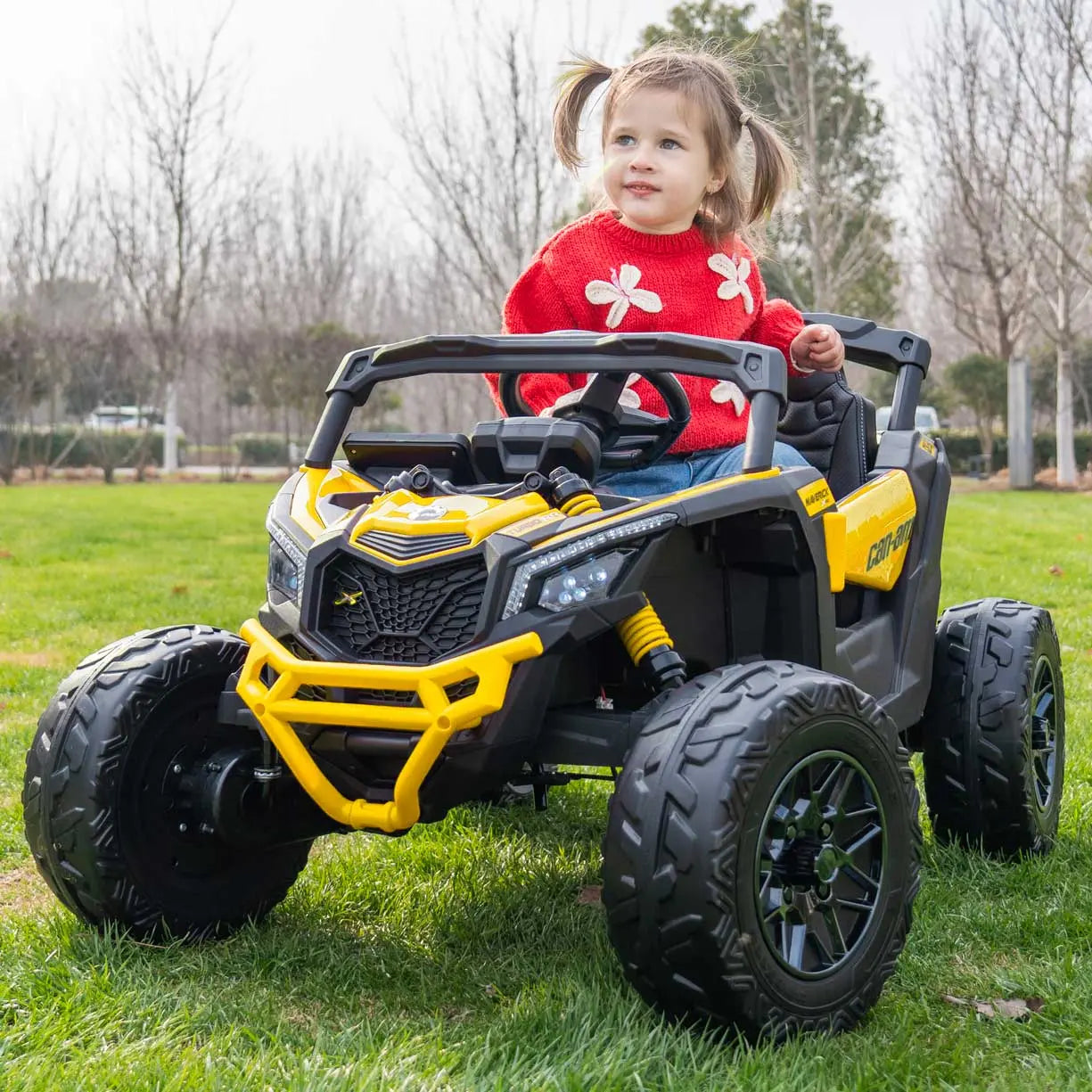 Can-Am Maverick Custom Edition 24V Kids Ride-On UTV Buggy Car | Yellow