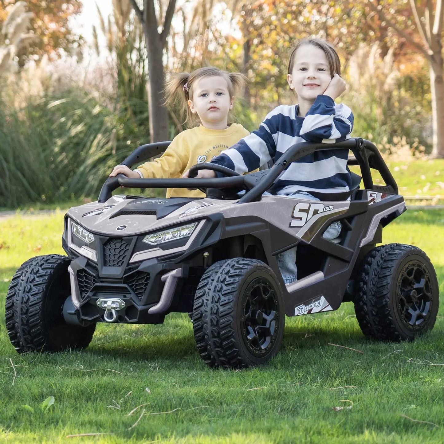 Trail Runner 24V 4WD Kids Ride-On UTV with R/C Parental Remote | Gray