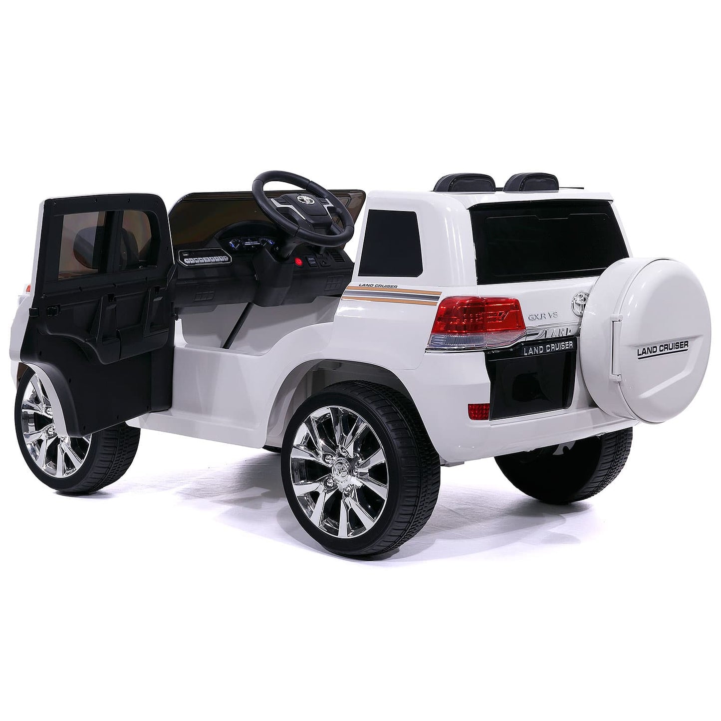 Toyota Land Cruiser 12V Kids Ride-On Car with R/C Parental Remote | White
