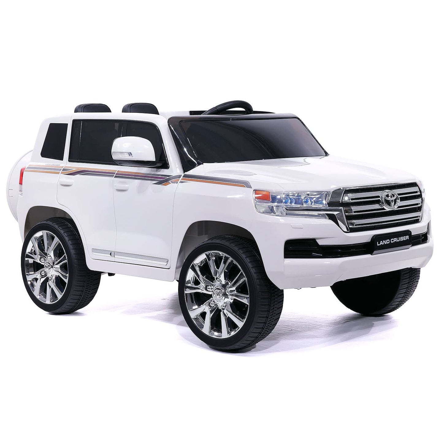 Toyota Land Cruiser 12V Kids Ride-On Car with R/C Parental Remote | White